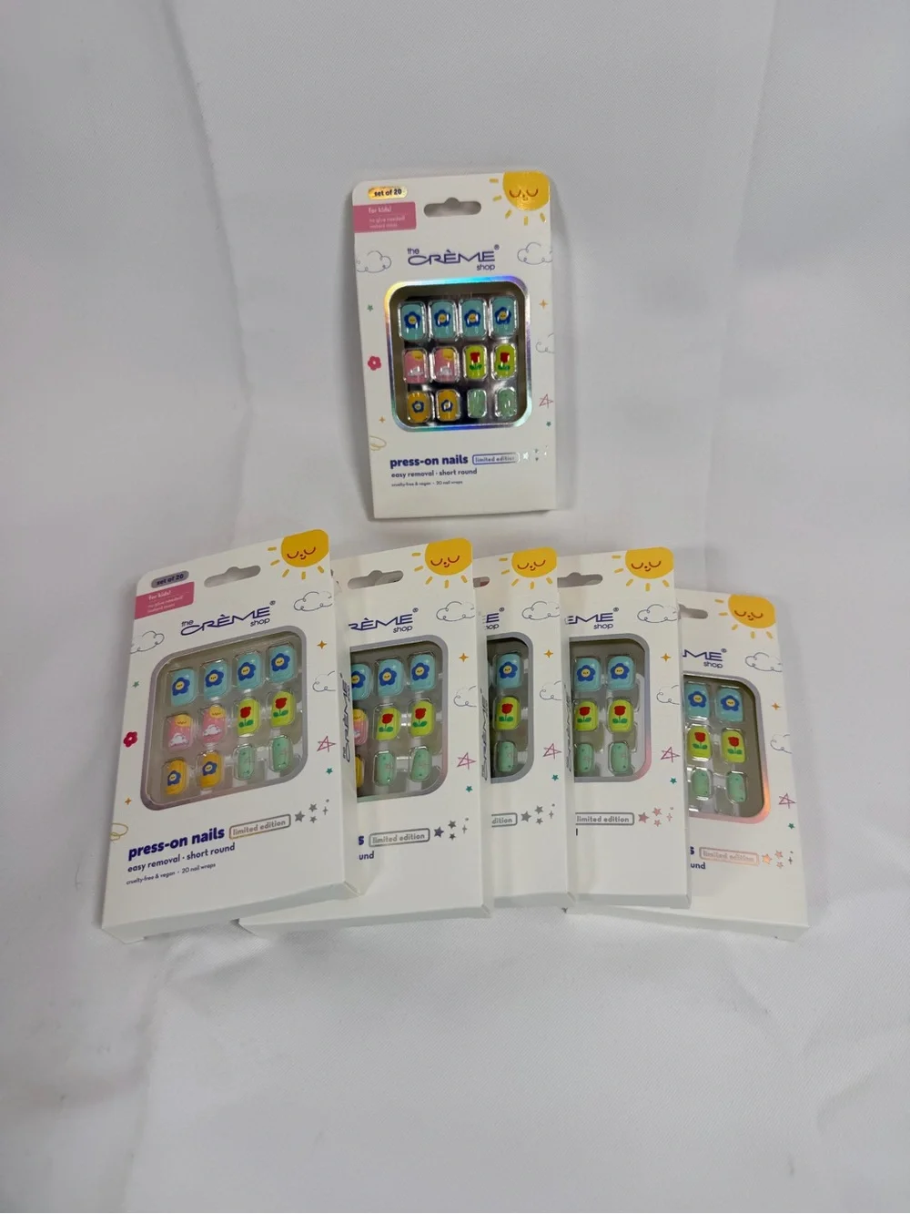 THE CRÈME SHOP Pack of 6 Press On Nails Set 20/Set NEW Short Round Limited Ed.